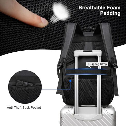 حقيبة ظهر للسفر للرجال والنساء، حقيبة ظهر كبيرة مضادة للماء، حقيبة أغراض شخصية معتمدة من شركة الطيران، حقيبة ظهر للكمبيوتر المحمول مقاس 17 بوصة، حقيبة عمل وصالة الألعاب الرياضية لعطلة نهاية الأسبوع، حقيبة ظهر مدرسية، أسود in Kuwait