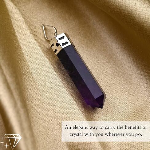 Amethyst Healing Crystal Necklace - Protection, Stress Relief & Luck. Brings Clarity. Calms Mind in Kuwait