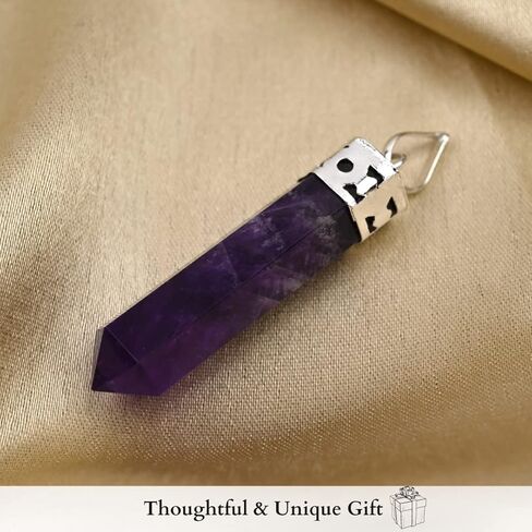 Amethyst Healing Crystal Necklace - Protection, Stress Relief & Luck. Brings Clarity. Calms Mind in Kuwait