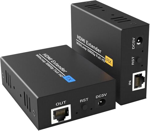 موسع Tendak 120M/400Ft HDMI، أكثر من RJ45 Cat5e/ 6 HDMI Ethernet موسع Balun مع حلقة خارجية، جهاز إرسال واستقبال HDMI عبر إيثرنت، يدعم Full HD 1080P@60 هرتز EDID تلقائي ثلاثي الأبعاد in Kuwait