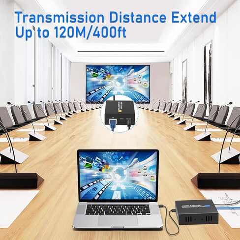 موسع Tendak 120M/400Ft HDMI، أكثر من RJ45 Cat5e/ 6 HDMI Ethernet موسع Balun مع حلقة خارجية، جهاز إرسال واستقبال HDMI عبر إيثرنت، يدعم Full HD 1080P@60 هرتز EDID تلقائي ثلاثي الأبعاد in Kuwait