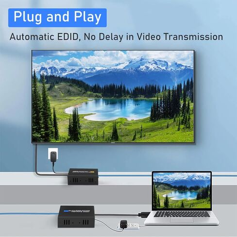 موسع Tendak 120M/400Ft HDMI، أكثر من RJ45 Cat5e/ 6 HDMI Ethernet موسع Balun مع حلقة خارجية، جهاز إرسال واستقبال HDMI عبر إيثرنت، يدعم Full HD 1080P@60 هرتز EDID تلقائي ثلاثي الأبعاد in Kuwait