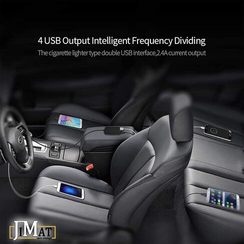QC 3.0 Quick Charge USB Car Charger Compatible with Android iOS Smartphones USB Device Front/Back Seat Cigarette Lighter Chargers 5.6Ft Extension Cable 4 USB Ports Vehicle Charger in Saudi Arabia