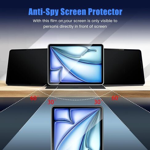 واقي شاشة الخصوصية TQLGY لجهاز iPad Air 11 بوصة M2 (2024، الجيل السادس)، زجاج مقسى 9H، مضاد للتجسس، مضاد للخدش، تركيب تلقائي لإزالة الغبار، عبوة واحدة in Kuwait