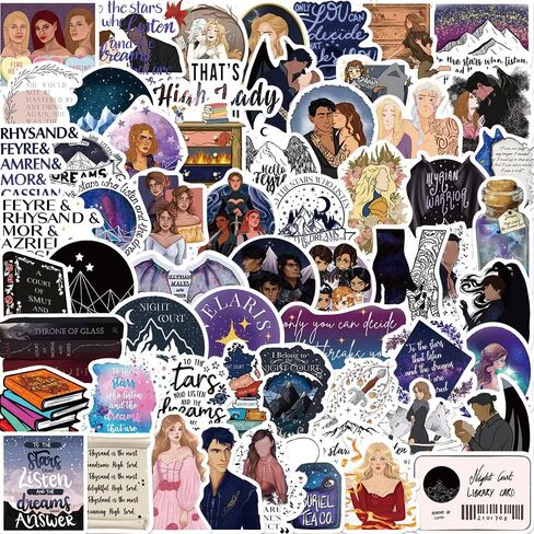 60Pcs Acotar Merchandise Stickers Pack, Book Graphic Vinyl Waterproof Sticker Decals for Water Bottle,Skateboard,Laptop,Phone,Journaling,Scrapbooking for Kids Teens Adults for Party Supply Favor (Self Healing) in Saudi Arabia