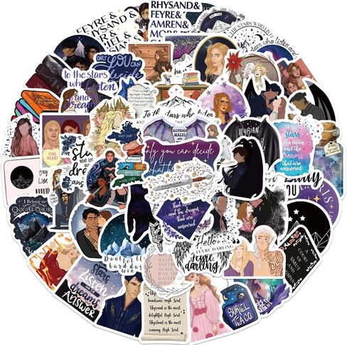 60Pcs Acotar Merchandise Stickers Pack, Book Graphic Vinyl Waterproof Sticker Decals for Water Bottle,Skateboard,Laptop,Phone,Journaling,Scrapbooking for Kids Teens Adults for Party Supply Favor (Self Healing) in Saudi Arabia