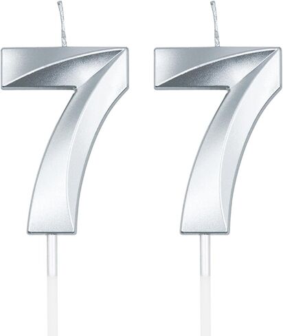 Champagne Gold 77th Birthday Candles for Cakes, Number 77 7 Candle Cake Cupcake Topper for Birthday Anniversary Party Decoration in Saudi Arabia