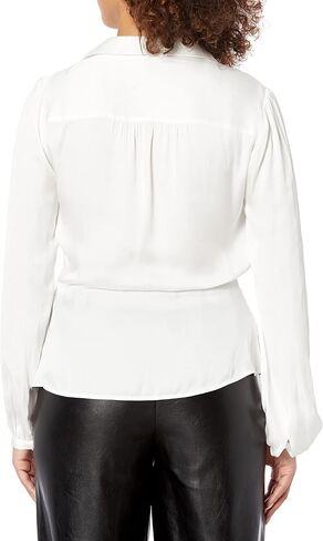 PAIGE Women's Karla Blouse Long Sleeve Faux Wrap Front Peplum Hem in White in Saudi Arabia
