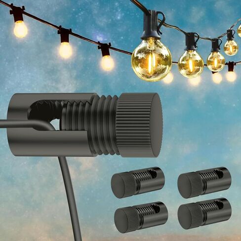 String Light Hooks, Aluminum Hooks for Outdoor String Lights, Adjustable Rope Light Clips, Indoor or Outdoor Light Hooks 4 Pcs, Black Ceiling Hooks for Backyard, Fence, Deck in Saudi Arabia