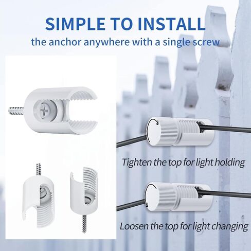 String Light Hooks, Aluminum Hooks for Outdoor String Lights, Adjustable Rope Light Clips, Indoor or Outdoor Light Hooks 4 Pcs, Black Ceiling Hooks for Backyard, Fence, Deck in Saudi Arabia