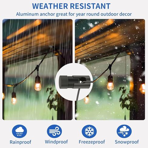 String Light Hooks, Aluminum Hooks for Outdoor String Lights, Adjustable Rope Light Clips, Indoor or Outdoor Light Hooks 4 Pcs, Black Ceiling Hooks for Backyard, Fence, Deck in Saudi Arabia