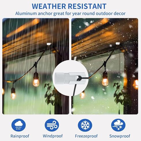 String Light Hooks, Aluminum Hooks for Outdoor String Lights, Adjustable Rope Light Clips, Indoor or Outdoor Light Hooks 4 Pcs, Black Ceiling Hooks for Backyard, Fence, Deck in Saudi Arabia