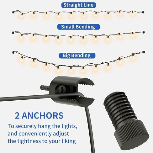 String Light Hooks, Aluminum Hooks for Outdoor String Lights, Adjustable Rope Light Clips, Indoor or Outdoor Light Hooks 4 Pcs, Black Ceiling Hooks for Backyard, Fence, Deck in Saudi Arabia