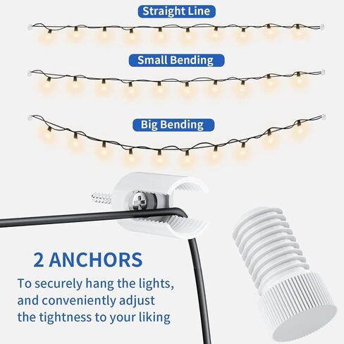 String Light Hooks, Aluminum Hooks for Outdoor String Lights, Adjustable Rope Light Clips, Indoor or Outdoor Light Hooks 4 Pcs, Black Ceiling Hooks for Backyard, Fence, Deck in Saudi Arabia