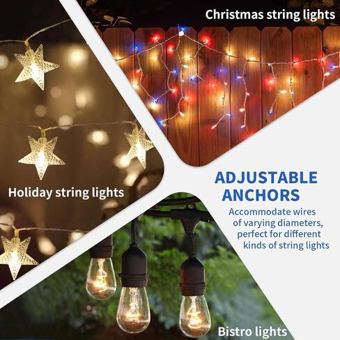 String Light Hooks, Aluminum Hooks for Outdoor String Lights, Adjustable Rope Light Clips, Indoor or Outdoor Light Hooks 4 Pcs, Black Ceiling Hooks for Backyard, Fence, Deck in Saudi Arabia