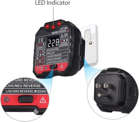 Proster Non Contact Voltage Tester Pen 12-1000V + Socket Tester 48V～250V Wall AC Power Outlet Tester Adjustable Sensitivity Electrical AC Voltage Detector with LED Flashlight Alarm in Saudi Arabia