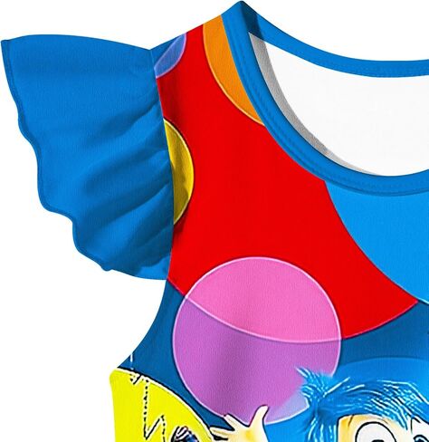 Magic Girl Dress Cartoon Movie Costume Short Ruffles Sleeve Gown Dress Toddler Kids Size for Fans (Blue) in Saudi Arabia