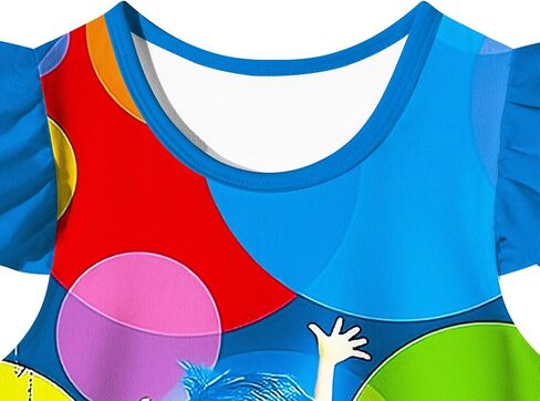 Magic Girl Dress Cartoon Movie Costume Short Ruffles Sleeve Gown Dress Toddler Kids Size for Fans (Blue) in Saudi Arabia