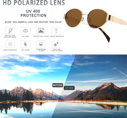 Retro Oval Sunglasses for Women Men Trendy Sun Glasses Classic Shades UV400 Protection in Saudi Arabia