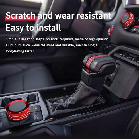 حلقة غطاء مقبض تبديل وضع القيادة من auovo متوافقة مع ملحقات Toyota Tundra 2022-2024 Sequoia Volume Knob Ring من سبائك الألومنيوم غطاء مقبض وحدة التحكم المركزية (شاشة 8 بوصة) (مجموعة قطعتين، أحمر) in Saudi Arabia