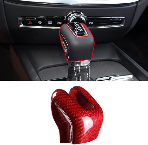 Fit for Volvo XC60 XC90 S60 V60 S90 V90 Real Carbon Fiber Center Console Shift Knob Head Trim Cover Car Interior Decoration (Style A Black) in Saudi Arabia