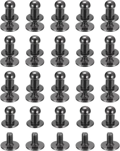 uxcell 4mm Ball Head Stud Rivets Screw Back, 20Pack Round Head Button Nipple Rivet for DIY Leather Craft Handbag Belt, Metallic Black in Saudi Arabia