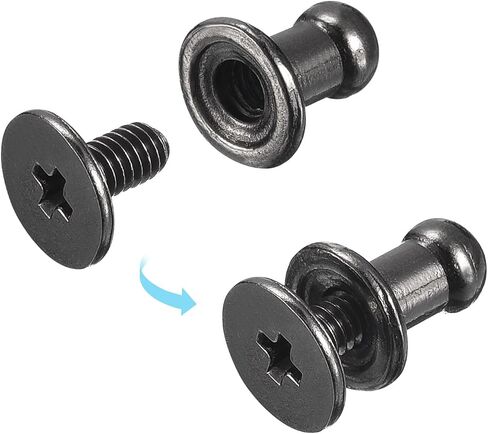 uxcell 4mm Ball Head Stud Rivets Screw Back, 20Pack Round Head Button Nipple Rivet for DIY Leather Craft Handbag Belt, Metallic Black in Saudi Arabia