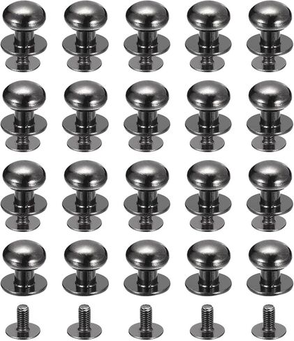 uxcell 4mm Ball Head Stud Rivets Screw Back, 20Pack Round Head Button Nipple Rivet for DIY Leather Craft Handbag Belt, Metallic Black in Saudi Arabia