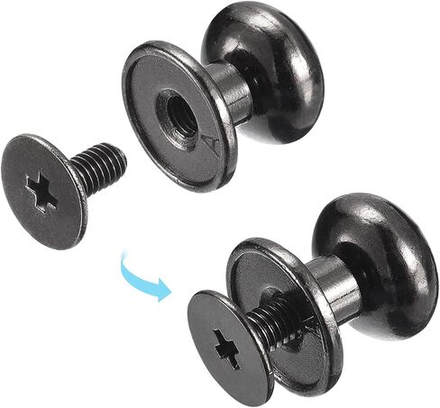 uxcell 4mm Ball Head Stud Rivets Screw Back, 20Pack Round Head Button Nipple Rivet for DIY Leather Craft Handbag Belt, Metallic Black in Saudi Arabia