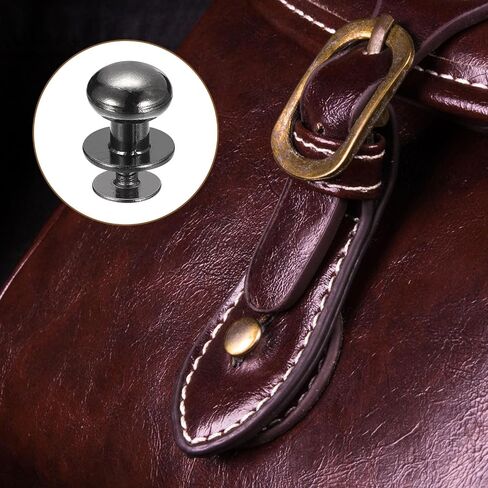 uxcell 4mm Ball Head Stud Rivets Screw Back, 20Pack Round Head Button Nipple Rivet for DIY Leather Craft Handbag Belt, Metallic Black in Saudi Arabia