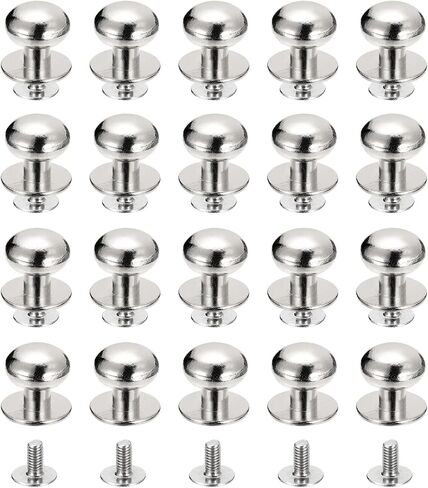 uxcell 4mm Ball Head Stud Rivets Screw Back, 20Pack Round Head Button Nipple Rivet for DIY Leather Craft Handbag Belt, Metallic Black in Saudi Arabia
