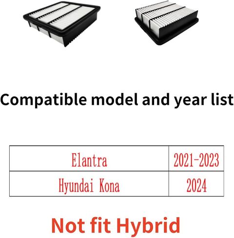 JTEAF35118 Engine air filter for Elantra(2023-2021), Hyundai Kona (2024),Not fit Hybrid,Replacement for 28113AA100,28113BE000 in Saudi Arabia