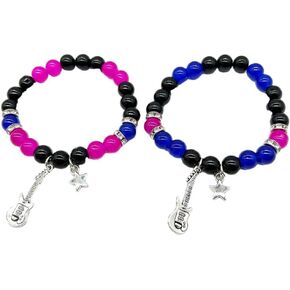 Guitar Friendship Matching Bracelets for Best Friend Bff, Christmas Guitar Super Star Couples Bracelets for Family Big Sister Guitar Bracelet Jewelry to My Son Daughter Friends