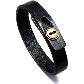 Xusamss Fashion Simple Button Wristband Leather Cuff Bracelet