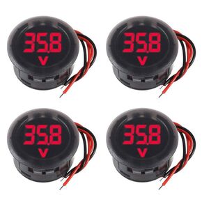6 Pieces DC 4-100V Car Voltage Gauge LED Digital Display 12V 24V Waterproof Voltmeter Round Panel Voltage Meter Volt Detector Tester Monitor Vehicle Motorcycle Truck Camper ATV UTV Car Boat