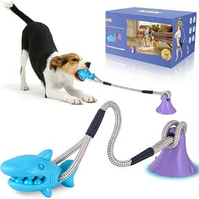 KXK Suction Cup Dog Toys, Dog Toys for Aggressive Chewers, Tug of War Rope Toy, Interactive Mentally Stimulating Enrichment Toy, Pull Dog Toys for Teeth Cleaning, Food Dispensing, Training