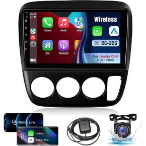 Leadfan Car Stereo Radio for Honda CRV 1997-2001 with Wireless CarPlay Android Auto, 9" IPS Touch Screen Support WiFi GPS Navigation, Bluetooth 5.1/FM/Back-up Camera/SWC/Split Screen (Manual A/C)