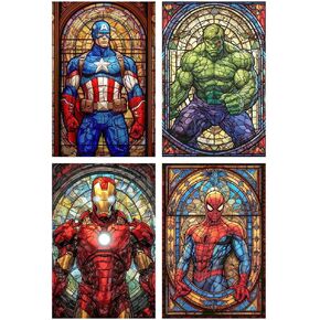 SupaDiya 4 مجموعات من مجموعات فن الرسم الماسي للبالغين، مجموعة فنية من الزهور لحيوانات الزهور DIY 5D كاملة الحفر المستديرة بنقاط الماس، طلاء للبالغين بالأرقام لديكور جدار المنزل (12 × 16 بوصة) in Kuwait