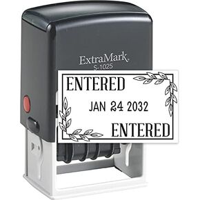 S-1025 Professional Self Inking Office Date Stamp with "Received" Phrase – Style Q - Blue & Red Color Ink