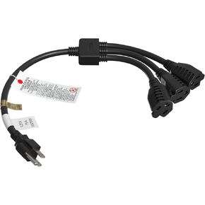 كابل سلك تمديد الطاقة ذو 3 منافذ 5-15P إلى 5-15R x 3، 14 AWG (حزمة واحدة، 1.5 قدم) in Kuwait