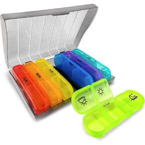 Pill Organizer 3X a Day, Weekly Pill Boxes and Organizer 3 Times a Day, Travel Daily Medicine Pill Organizer, Pill Cases Organizers 7 Day, Portable Pill Dispenser, Black