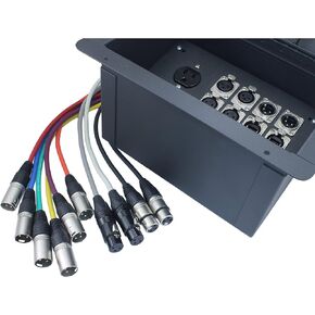 FBL12+AC Recessed Floor Box With 6 XLR Female, 2 XLR Male, 2 Ethernet, 2 TRS + Duplex AC (Pre-wired: 10' Wires)