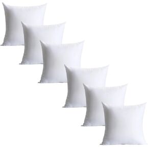 18 x 18 inches Pillow Inserts, Set of 6 Hypoallergenic Brushed Microfiber Liner Down Alternative Filled Square Cushion Throw Pillow