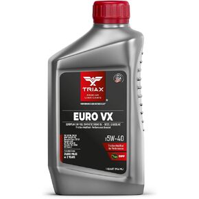 TRIAX Euro VX 5W-40 Full Synthetic, 25K Miles, Extreme Performance OEM Grade, Compatible with ACEA C3, A3/B4, VW502.00, BMW LL-04, MB 229.51, 229.5, Porsche A30 (1 Quart)