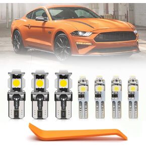 7pcs Super Bright 6000K White LED Interior Lights Bulb Kit for Ford Mustang 2018 2019 2020 2021 2022 Map Doom Vanity Mirror Light Bulbs Interior Lighting Bulbs Package + Install Tool