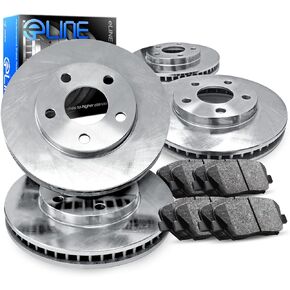 R1 Concepts For 2011-2012 Honda Accord Front Rear eLine Plain Brake Rotors Kit + Ceramic Brake Pad