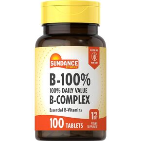 Sundance Vitamin B-Complex 100% Daily Value | 100 Tablets | Vegetarian, Non-GMO, and Gluten Free Supplement