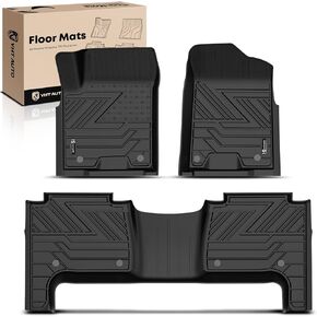 YHTAUTO Floor Mats Compatible with 2017-2018 Nissan Armada, 2014-2018 Infiniti QX80, 2011-2013 QX56, All Weather TPE Car Mats, Custom Fit Black Front & Rear Full Set Floor Liner, Set of 3