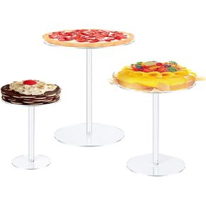 HESIN Clear Acrylic Cake Stand 3 set Flower Holder Round Pedestal Display Riser for Cupcake Dessert Pizza Decoration for Wedding Birthday Christmas Party
