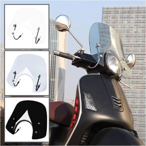 Scooter Bikes for LX 50 125 150 Windscreen Round-Headlight Front Fairing Windshield Wind Deflector Visor for Piaggio Vespa LX50 LX125 LX150 GT200 GTS250 GTS300 (Clear)